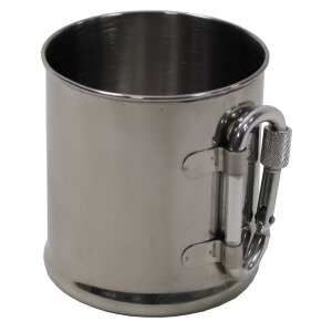 Tazza da campeggio, acciaio inox, moschettone, a parete singola, circa 220 ml