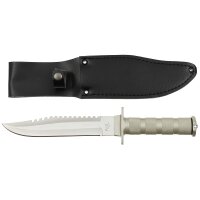 Coltello da sopravvivenza, argento, manico in alluminio, fodero