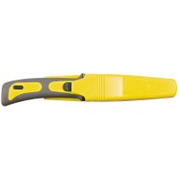 Coltello subacqueo, giallo-nero, manico in gomma, fodero