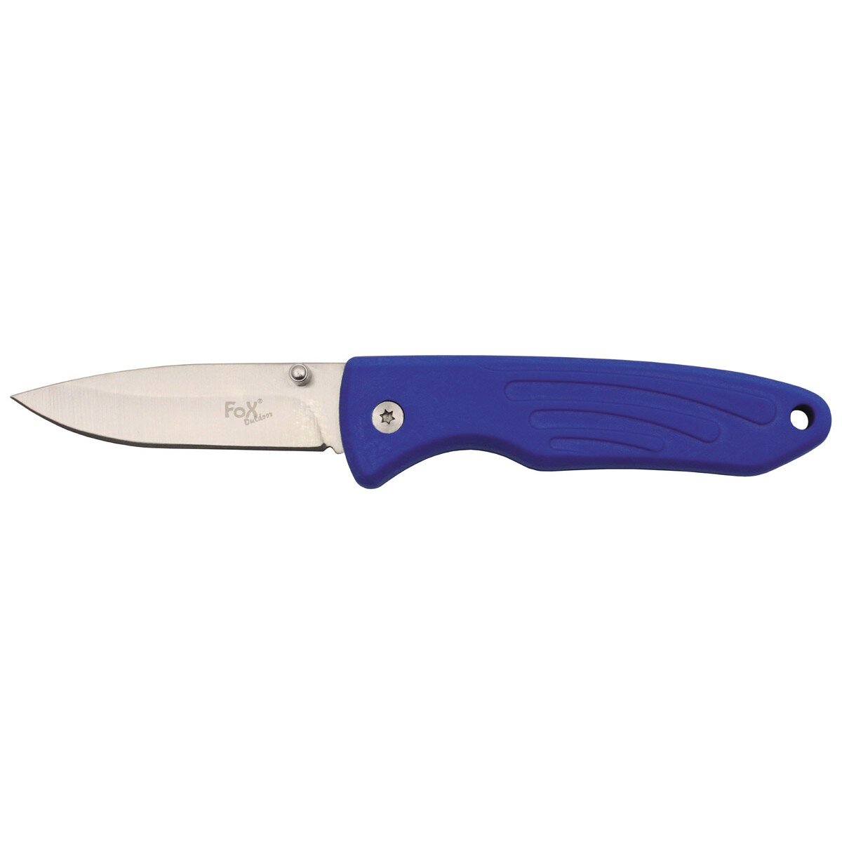 Coltello pieghevole, per una sola mano, blu, manico in TPR