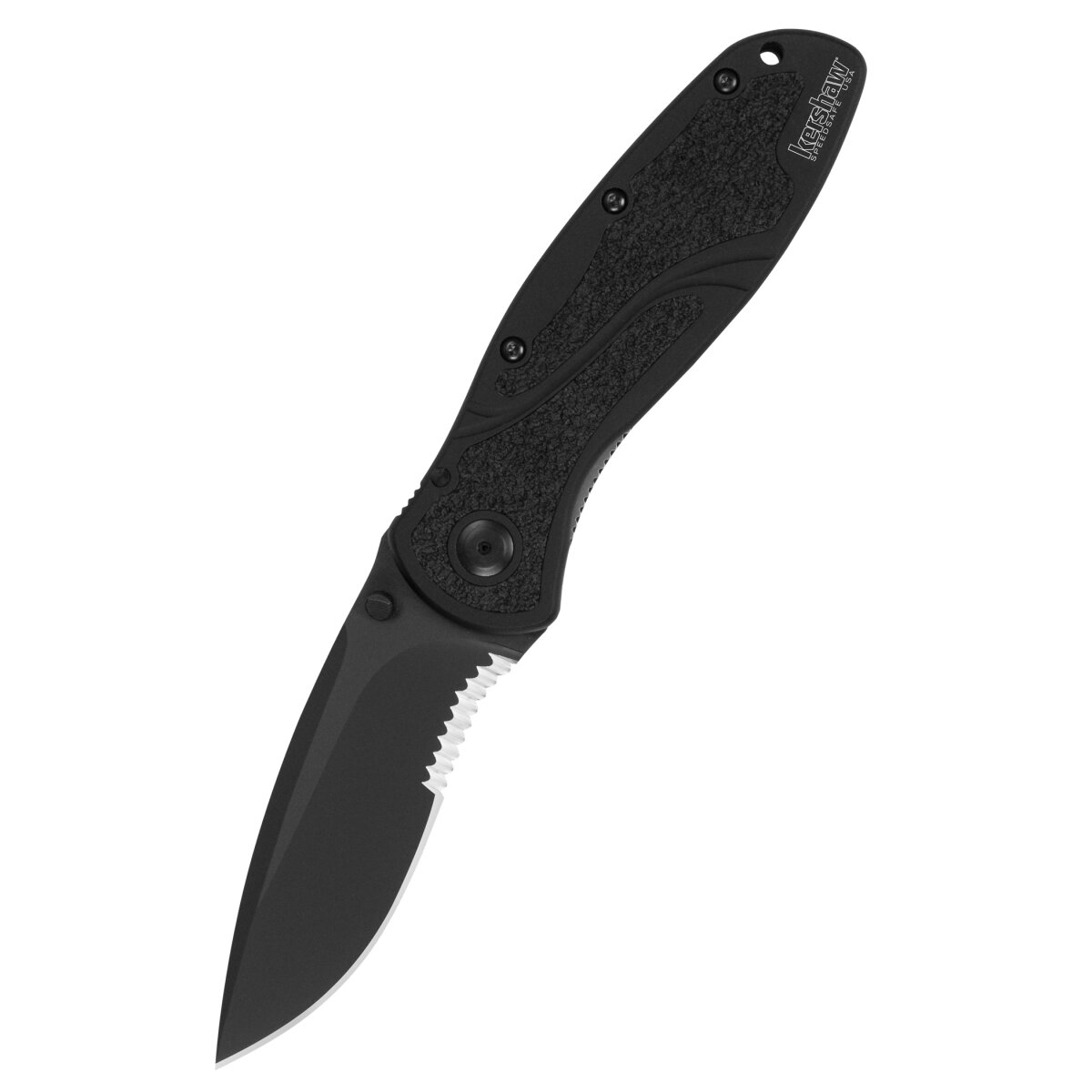 Coltello da tasca Kershaw Blur, nero, lama seghettata