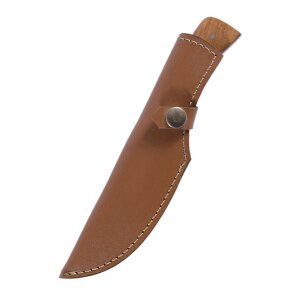 Coltello con manico in legno dulivo e fodero in cuoio