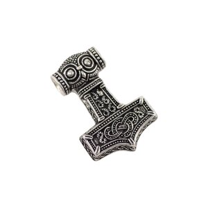 Amuleto vichingo placcato in argento, martello di Thor Mjölnir