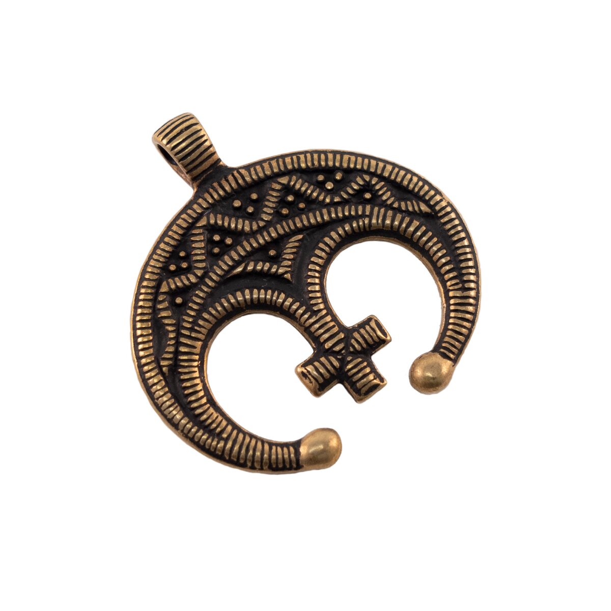 Moon pendant bronze "Lunula cross"