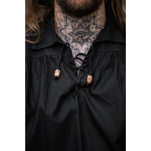 Camicia "Georg" screziata con collo alto e stringato Nero