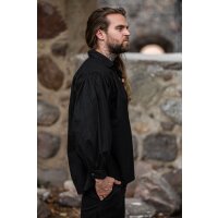 Camicia "Georg" screziata con collo alto e stringato Nero