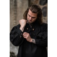 Camicia "Georg" screziata con collo alto e stringato Nero