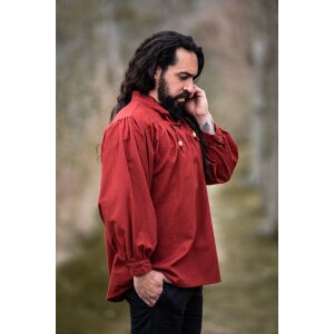 Camicia medievale allacciata rossa "Friedrich