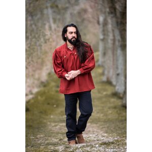 Camicia medievale allacciata rossa "Friedrich