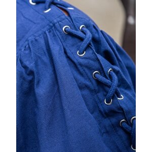 Camicia medievale allacciata con occhielli e maniche "Adrian" blu