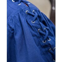 Camicia medievale allacciata con occhielli e maniche "Adrian" blu