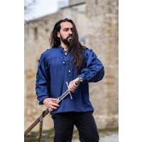 Camicia medievale allacciata con occhielli e maniche "Adrian" blu