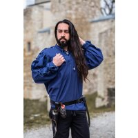 Camicia medievale allacciata con occhielli e maniche "Adrian" blu