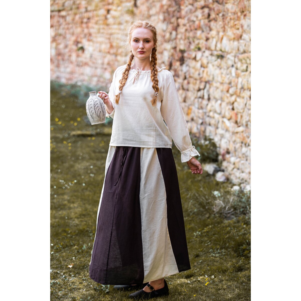 Medieval blouse with lace Natural "Bettina"