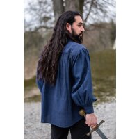 Camicia medievale in cotone grosso blu "Leopold"