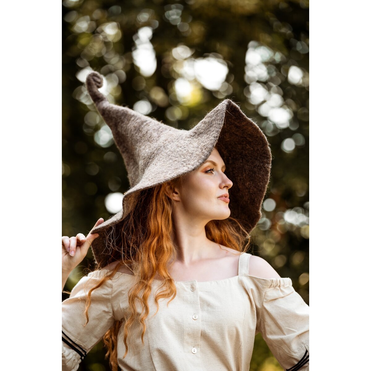 Witch hat Natural brown "Glinda"