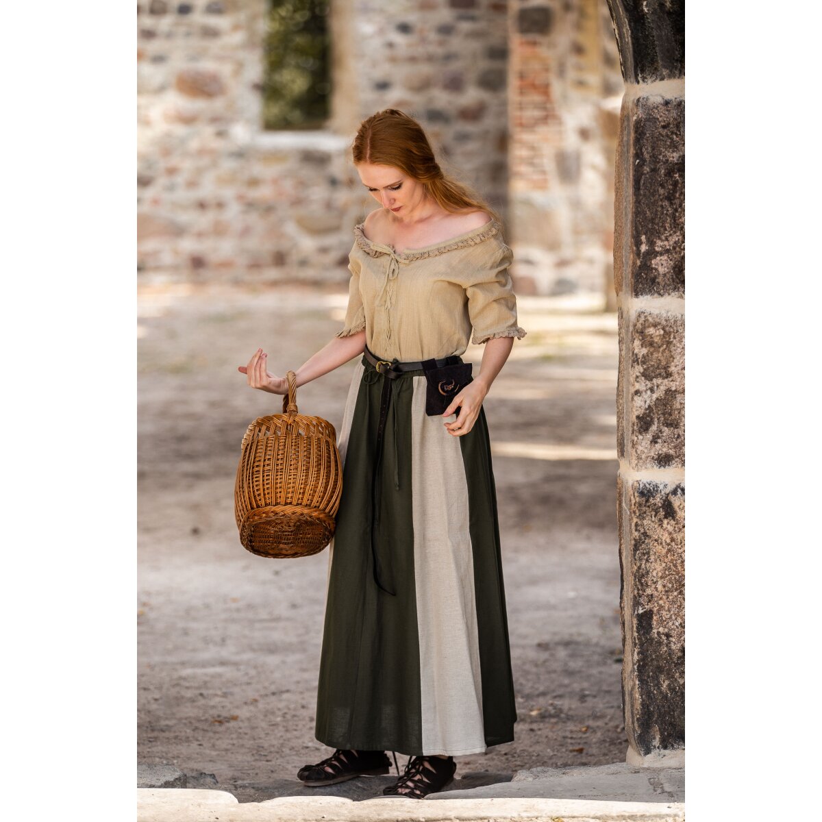 Medieval skirt  Green/Natural "Dana"