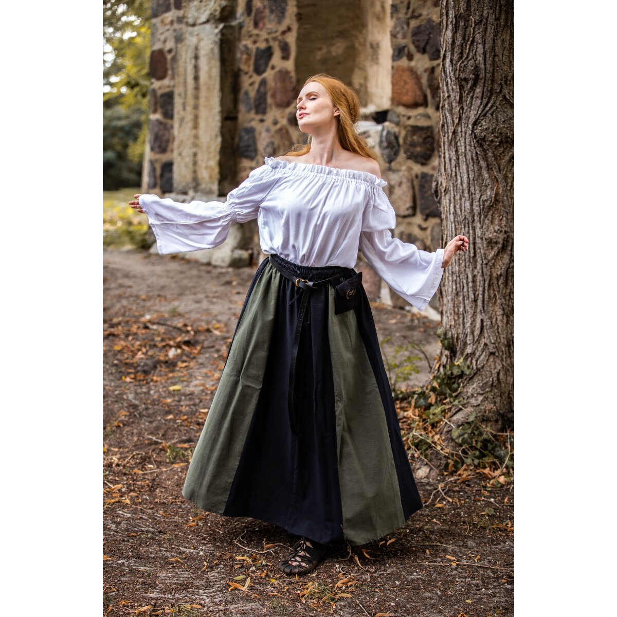 Medieval skirt black/green "Dana"