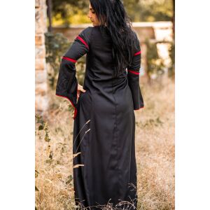 Abito con maniche a trombetta nero/rosso "Larissa