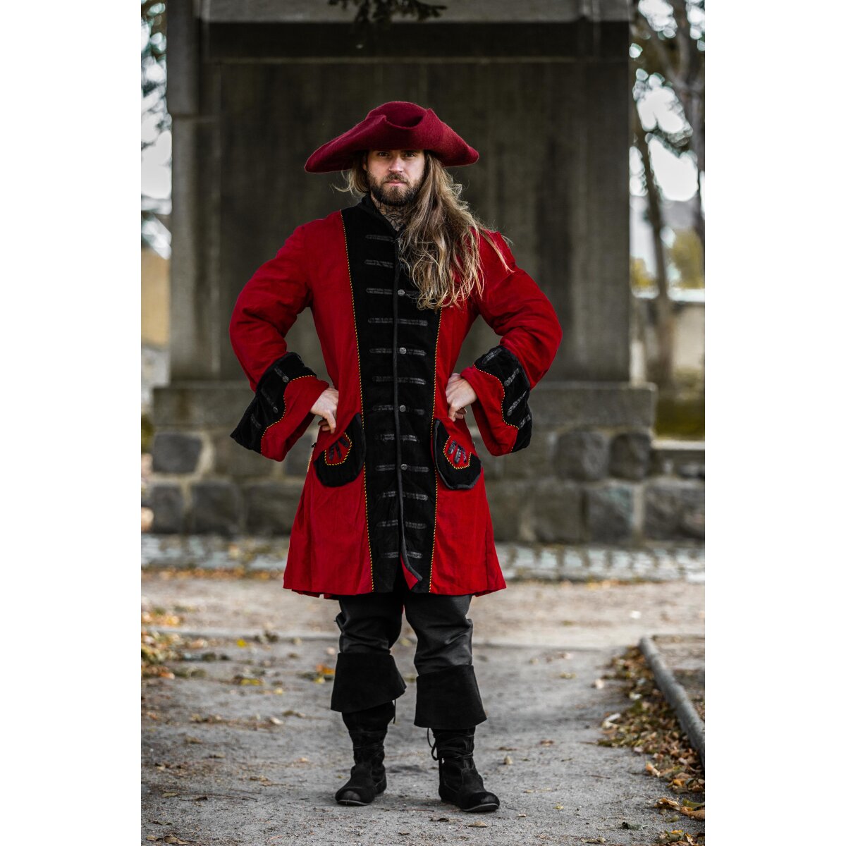 Cappotto pirata rosso/nero "Jack"