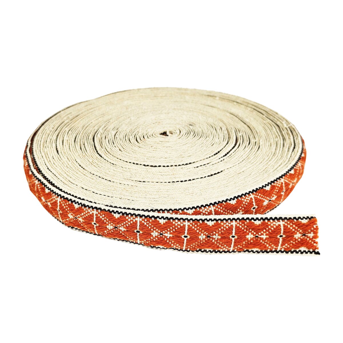 Bortenband orange-naturfarben Wolle 100 cm