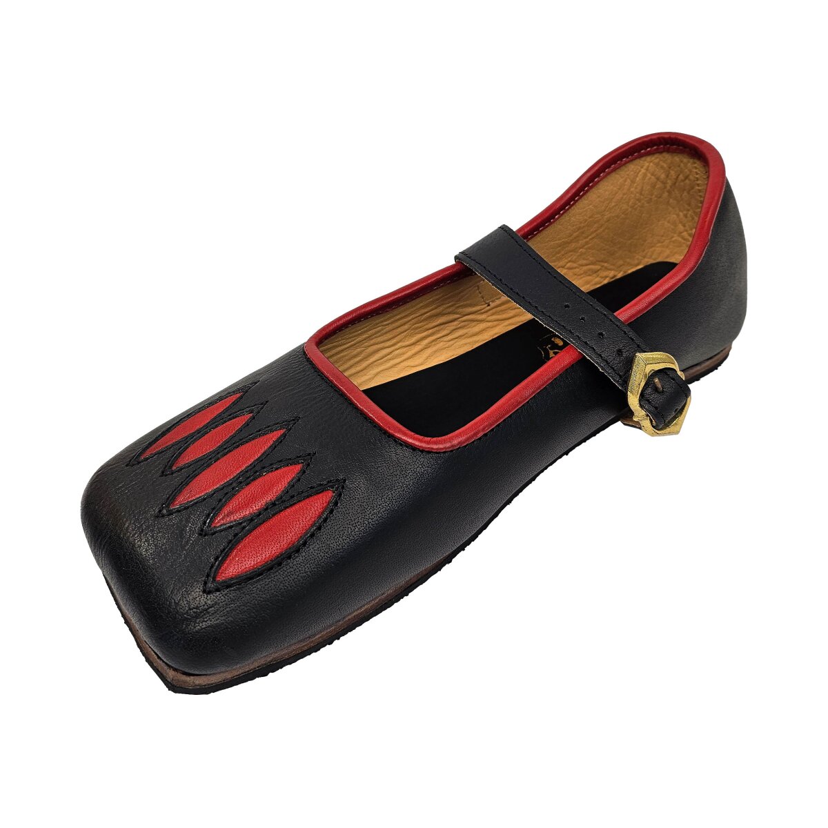 Cow shoes / Renaissance shoes black-red "Caspar"