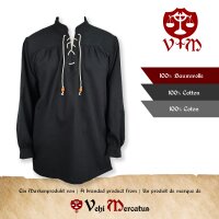 Camicia medievale classica o camicia stringata nera "Anno".