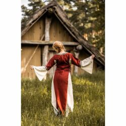 Abito medievale in cotone rosso/naturale "Angie