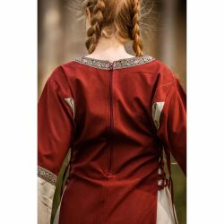 Abito medievale in cotone rosso/naturale "Angie
