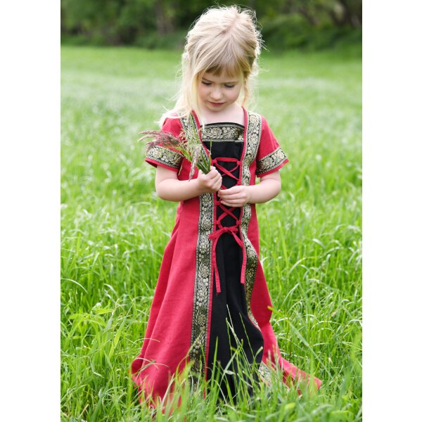 Abito fantasy medievale rosso-nero "Eleanor" per bambini