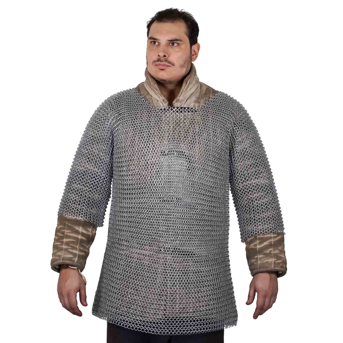 Round Ring Chainmail Medieval Half Sleeves Shirt...