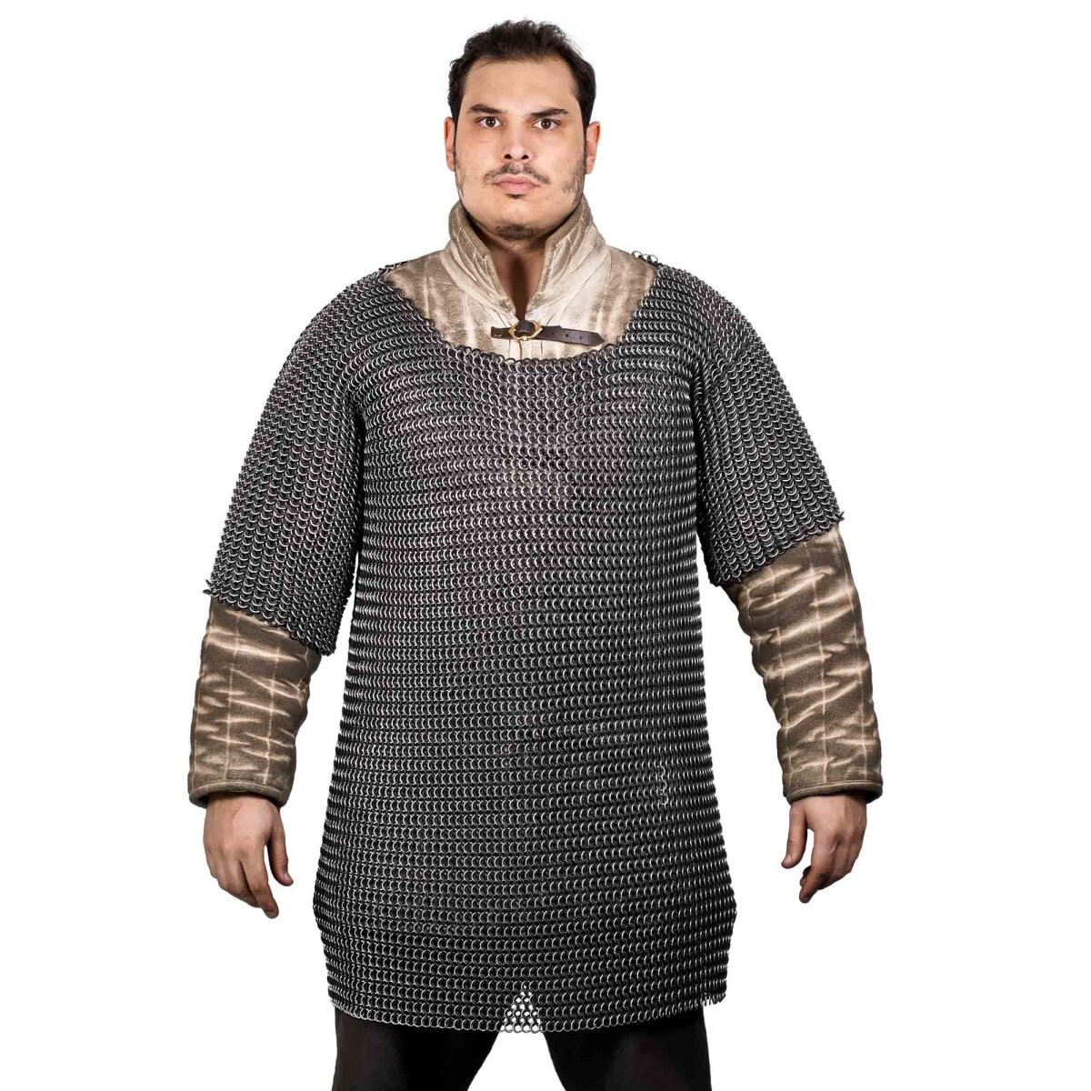 Half Sleeves Chainmail Shirt Haubergeon Butted Round...