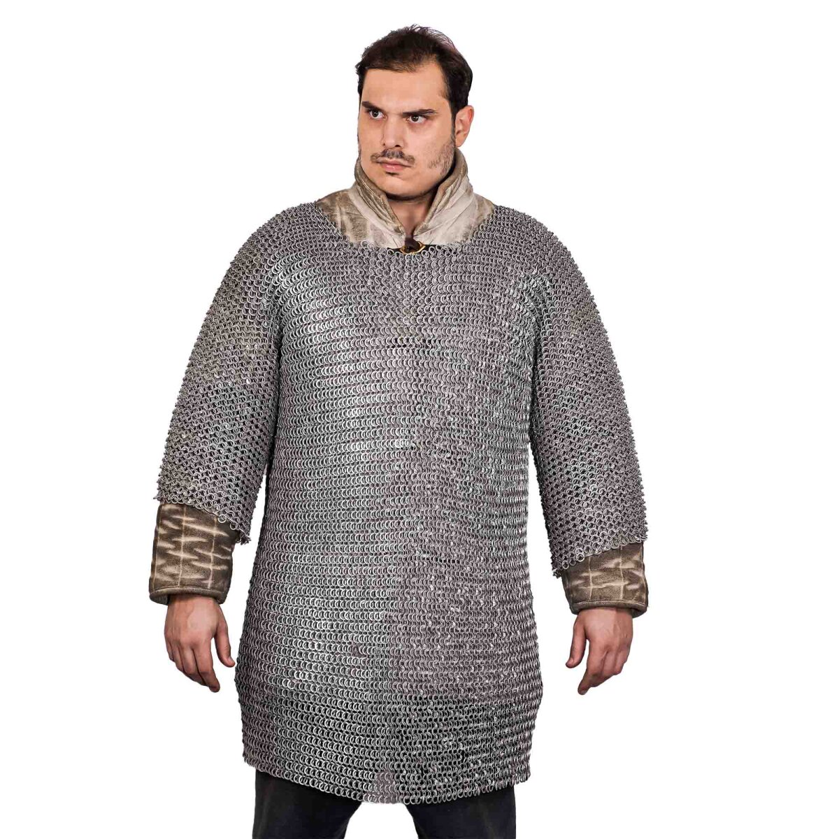 Round Ring Chainmail Medieval Half Sleeves Shirt...