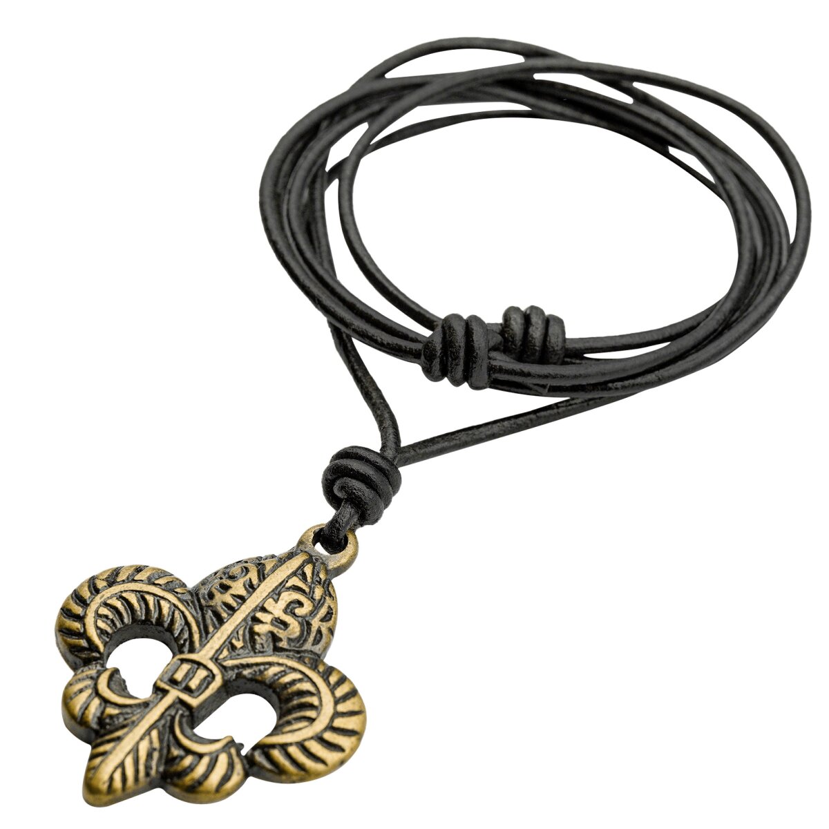 Fleur-de-Lis Pendant With Adjustable Leather Cord...