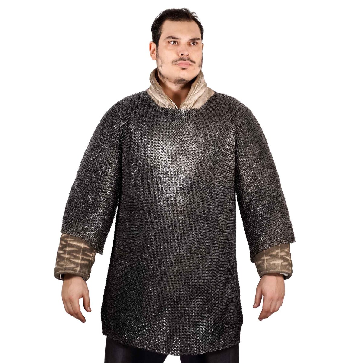 Flat Ring Chainmail Medieval Half Sleeves Shirt...