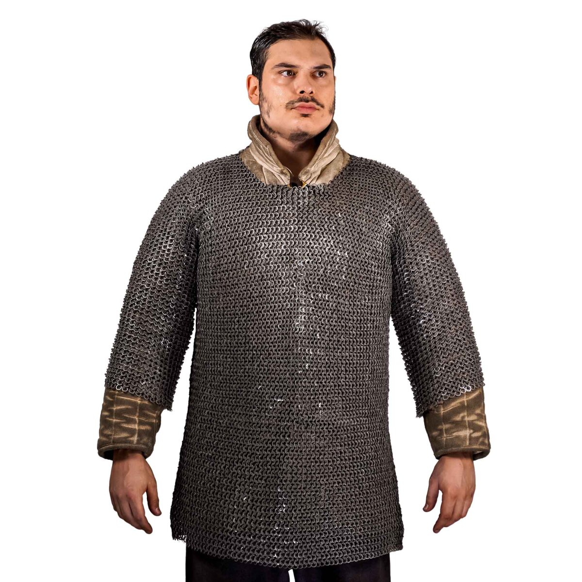 Flat Ring Chainmail Medieval Half Sleeves Shirt...