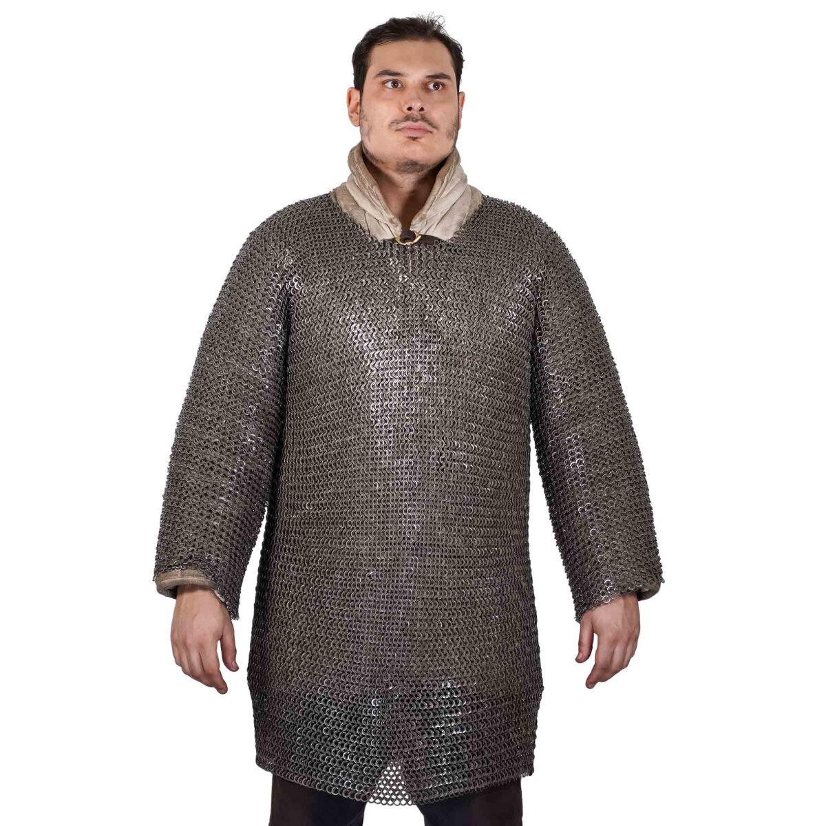 Flat Ring Chainmail Medieval Half Sleeves Shirt...