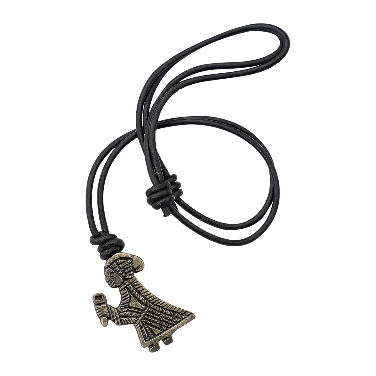 Viking Valkyrie Antique Steel Pendant with Leather Cord