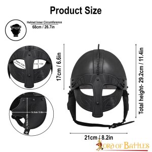 Vendel Inspired Viking Helmet Casco per occhiali annerito Fodera imbottita 16 Gauge (1,6 mm)