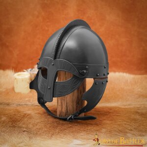 Vendel Inspired Viking Helmet Casco per occhiali annerito Fodera imbottita 16 Gauge (1,6 mm)