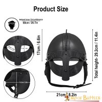 Vendel Inspired Viking Helmet Casco per occhiali annerito Fodera imbottita 16 Gauge (1,6 mm)