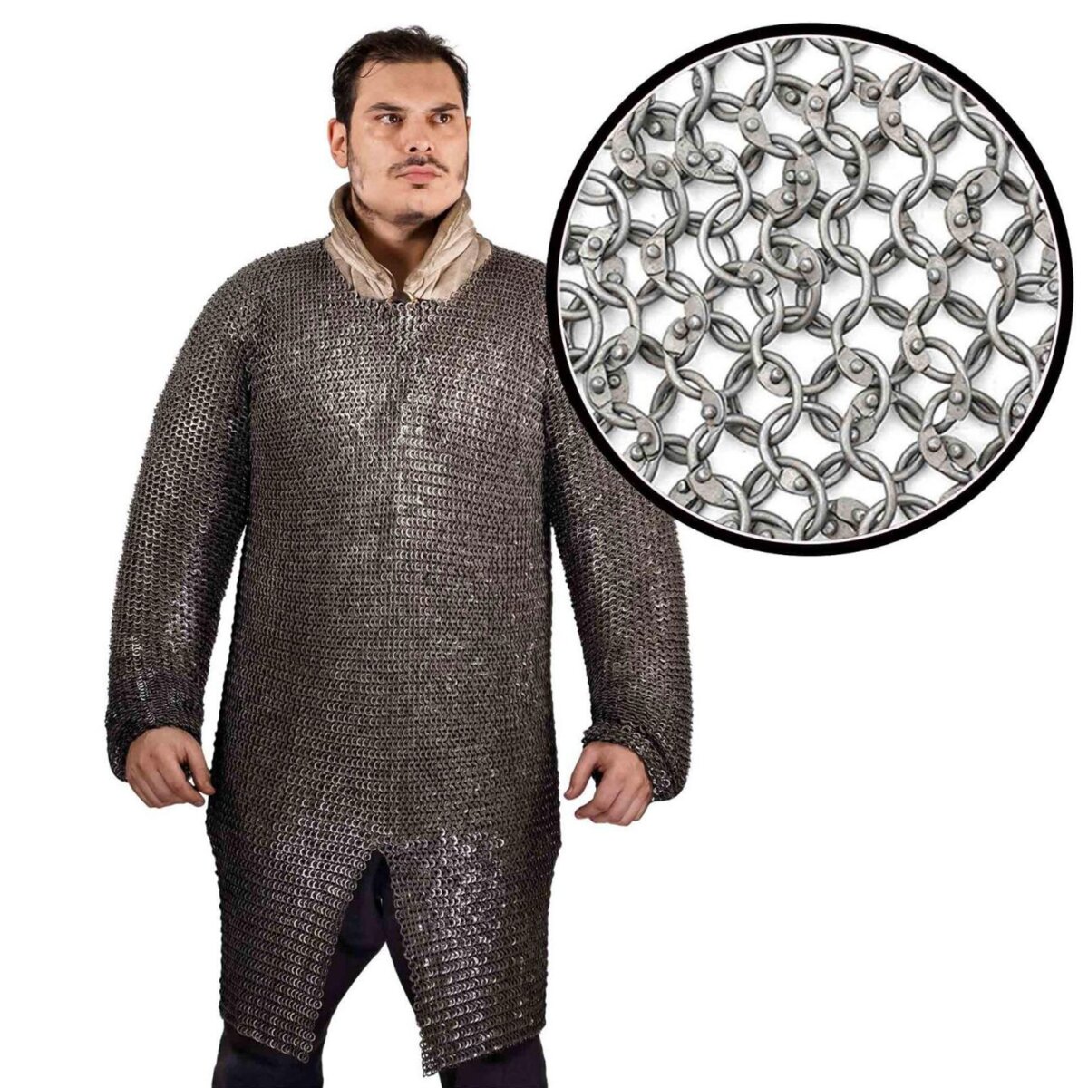 Round Ring Chainmail Hauberk Shirt, Riveted, ID 10mm,...