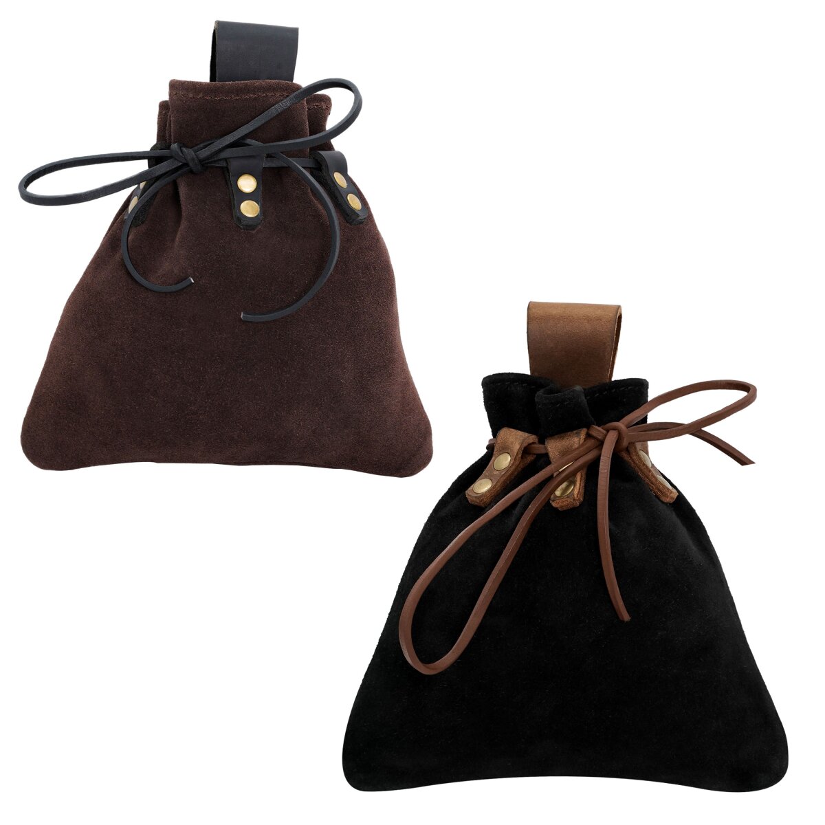 Medieval Drawstring Belt Pouch Crafted from Genuine Suede...