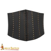 Corpetto o corsetto pirata in pelle "Anne Bony" nero