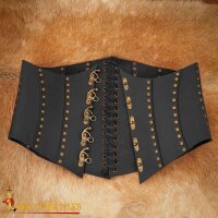 Corpetto o corsetto pirata in pelle "Anne Bony" nero