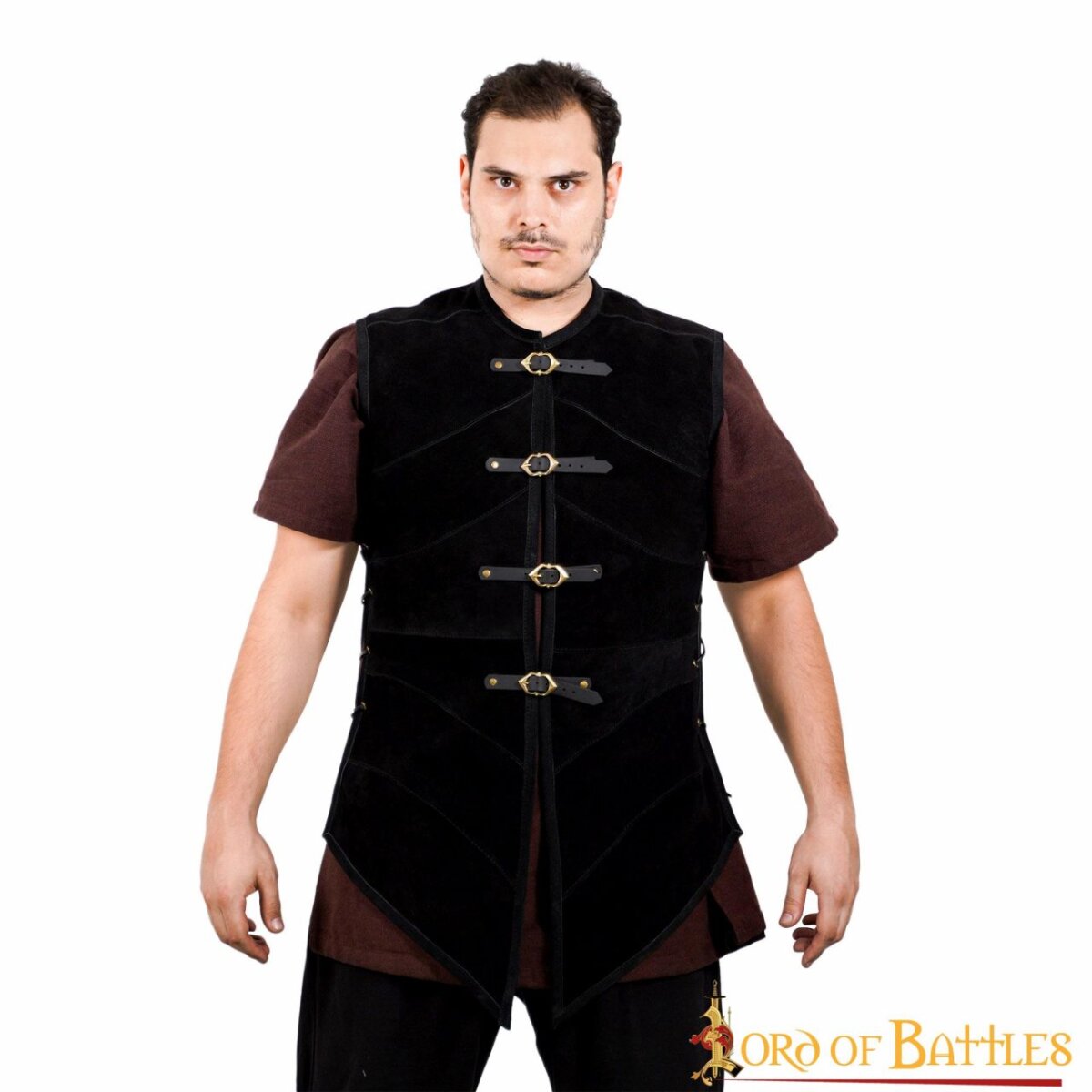 Gilet o doppietta in pelle scamosciata Larp nero