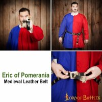 Cintura medievale in pelle "Eric Von Pommern" con dettagli in ottone nero