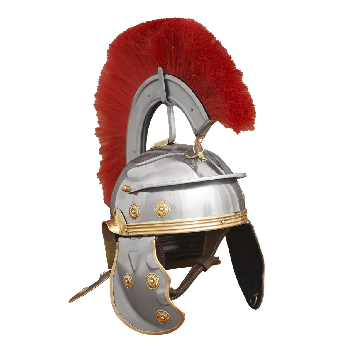 Casque de légionnaire romain en acier avec plumeau