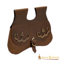 Borsa renale tardo-medievale del 15° secolo con finiture in ottone antico a fleur de lis