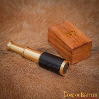 Mini telescopio in ottone con scatola di legno